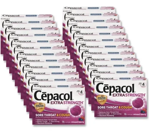 Cepacol® Extra Strength Sore Throat and Cough Lozenges, Mixed Berry, 16/Pack, 24 Packs/Carton
