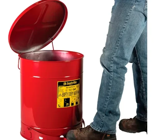 Justrite 14 Gallon Oily Waste Can, Red - 09500