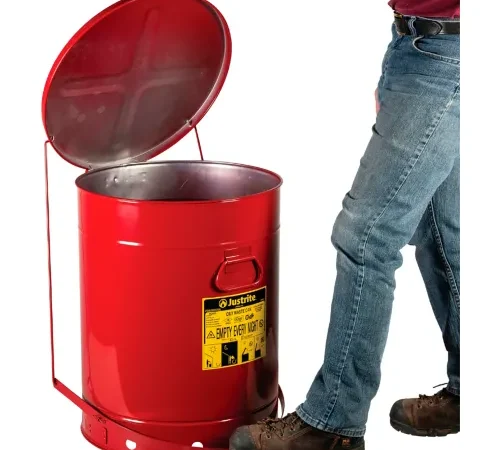 Justrite 21 Gallon Oily Waste Can, Red - 09700