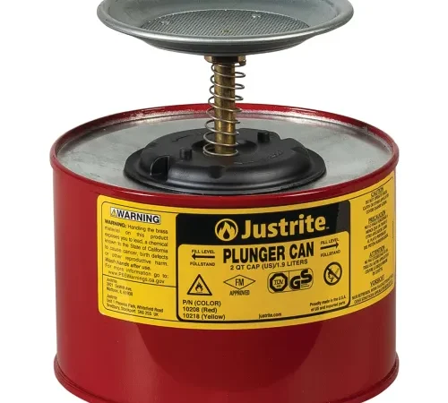 Justrite Safety Plunger Can - 2 Quart Steel, 10208