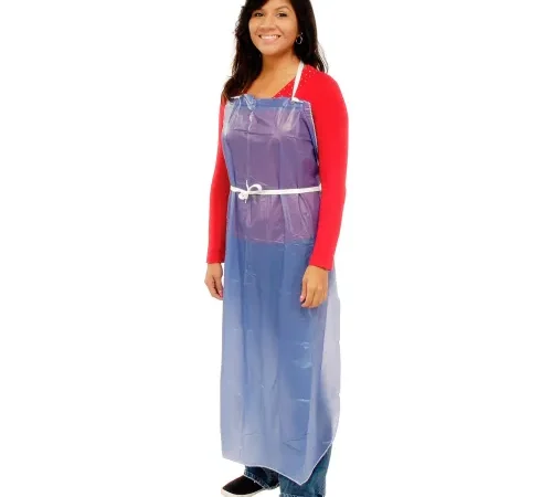 6 Mil Sewn Edge Vinyl Apron - Blue, 35" x 48" - Pkg Qty 12