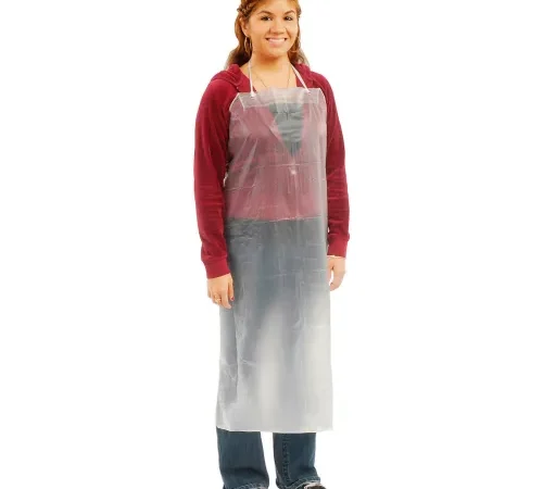 8 Mil Sewn Edge Vinyl Apron - Clear, 35" x 45"