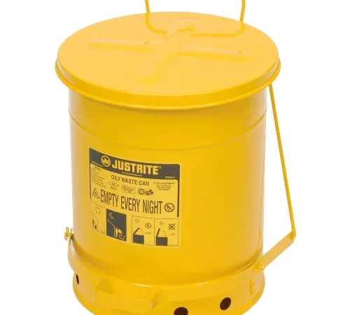Justrite 10 Gallon Oily Waste Can, Yellow - 09301