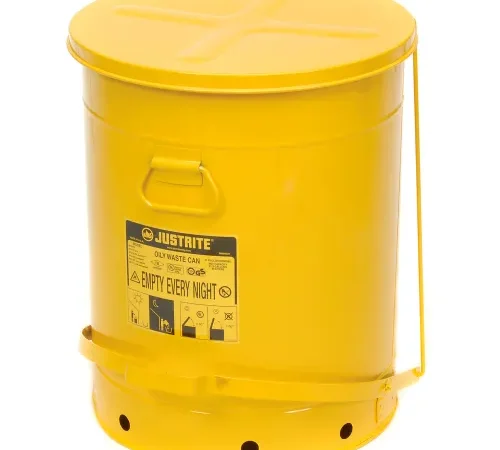 Justrite 21 Gallon Oily Waste Can, Yellow - 09701