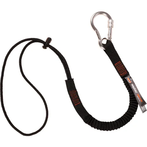 Ergodyne Squids 3105 Tool Lanyard Carabiner & Cinch Loop, 15lbs, Standard, Black