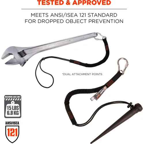 Ergodyne Squids 3105 Tool Lanyard Carabiner & Cinch Loop, 15lbs, Standard, Black - Image 3