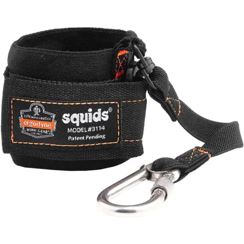 Ergodyne® 19056 Squids® 3114 Pull-On Wrist Lanyard w/ Carabiner, 3lbs Max, Black - Pkg Qty 6
