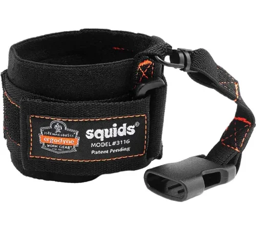 Ergodyne® 19057 Squids® 3116 Pull-On Wrist Lanyard with Buckle, 3lbs Max, Black, Elastic - Pkg Qty 6