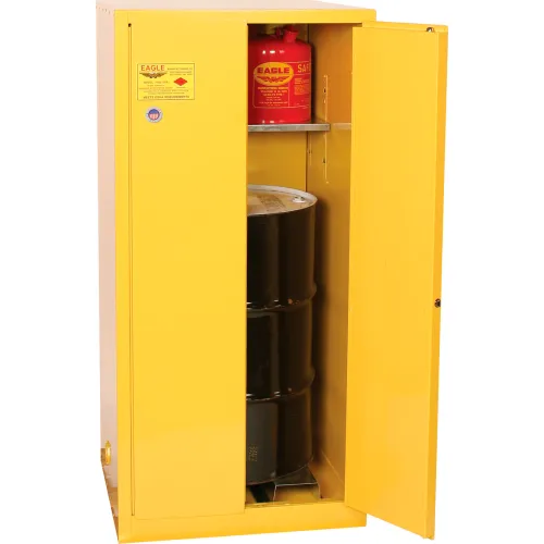 Eagle Mfg Drum Cabinet 55 Gal. Capacity Vertical Manual Close Flammable W/ Drum Supports - Image 2