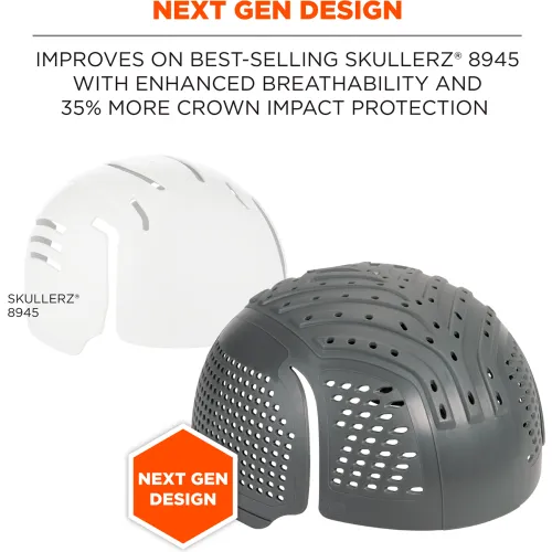 Ergodyne Skullerz 8945F(x) Universal Bump Cap Insert, Extra Venting, Single, Charcoal - Image 2