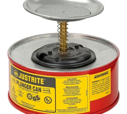 Justrite Safety Plunger Can - 1 Quart Steel, 10108