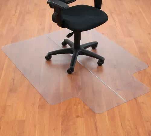 Interion® Office Chair Mat for Hard Floor - 46"W x 60"L with 25" x 12" Lip - Straight Edge