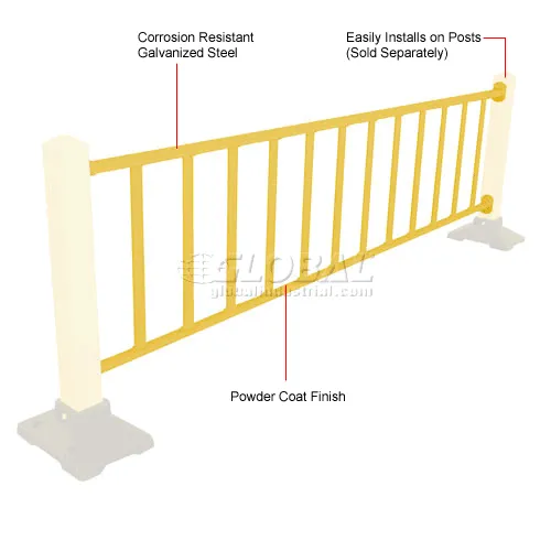 Safety Steel Galvanized Rail with Bracket 10 Ft. Yellow, Rail Only - Image 4