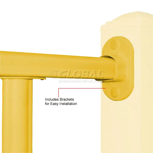 Safety Steel Galvanized Rail with Bracket 10 Ft. Yellow, Rail Only - Image 5