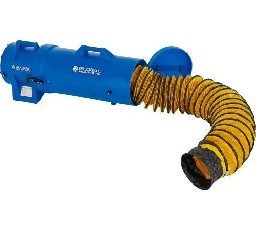 Global Industrial" 8" Confined Space Blower Fan, 25' Duct, Rotomold Plastic, 1000 CFM, 1/3 HP