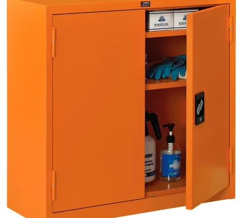 Global Industrial Emergency Preparedness Cabinet, Wall Mount, 30"Wx12"Dx30"H, Orange