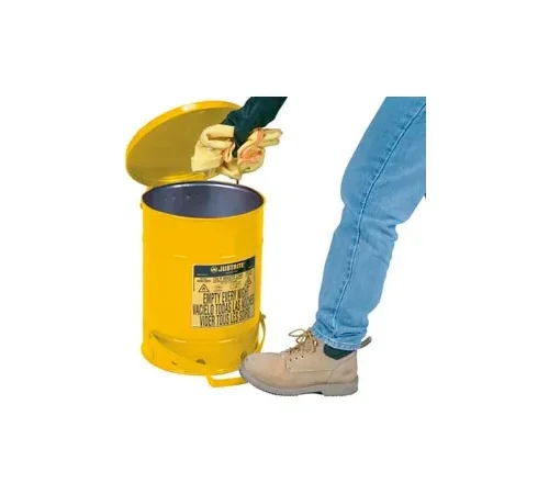 Justrite 14 Gallon Oily Waste Can, Yellow - 09501