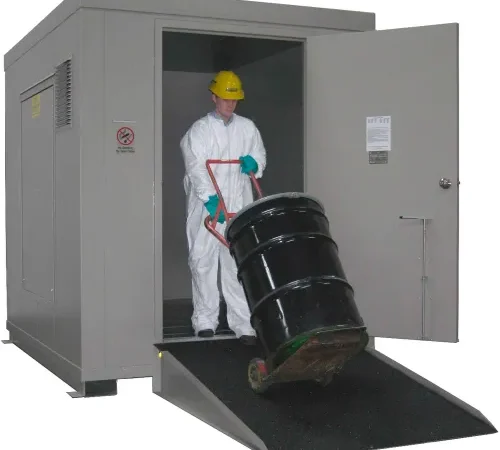 Securall® 12 Drum Hazmat Storage Locker - Dim: 7'W x 9'D x 8'3"H