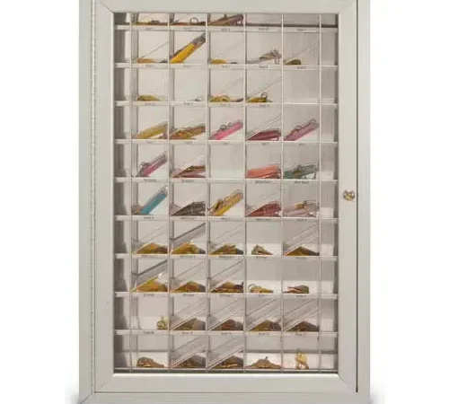 Aluminum Key & Credit Card Cabinet, 70 Pockets, 23"W x 3-1/4"D x 35"H, Satin