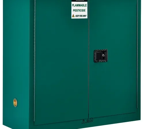 Global Industrial Pesticide Storage Cabinet, 3 Gallon, Manual Close, 43"W x 18"D x 44"H
