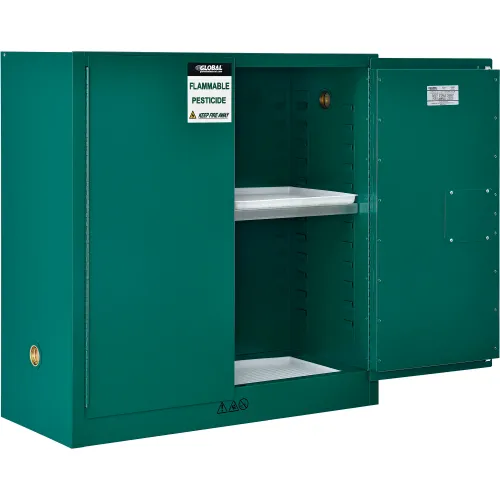 Global Industrial™ Pesticide Storage Cabinet, 3 Gallon, Manual Close, 43"W x 18"D x 44"H - Image 4