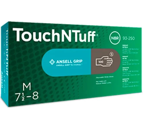 Ansell TouchNTuff 93-250 Nitrile Powder Free Disposable Glove, 5 Mil, Dark Grey, S, 100/Box - Pkg Qty 10