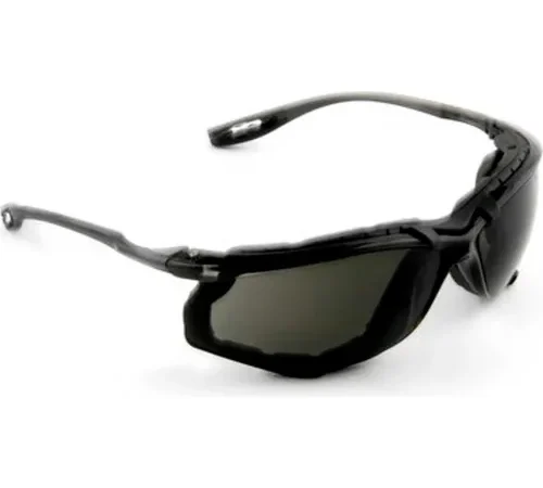 3M" Virtua" Safety Glasses with Foam Gasket, Black Frame, Gray Lens