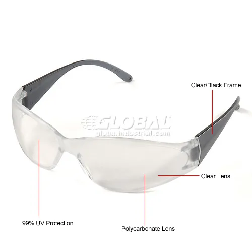 ERB® Boas® Frameless Safety Glasses, Anti-Scratch, Clear Lens, Gray Temples - Image 5