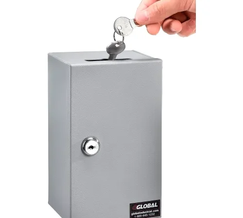 Global Industrial Drop-In Key Control Box, 4-3/8"W x 3-1/4"D x 7-1/4"H, Keyed Alike, Gray