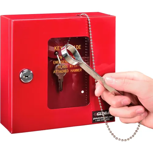Global Industrial™ Emergency Key Box, 6-1/4"W x 2"D x 6-7/8"H, Keyed Differently, Red - Image 2