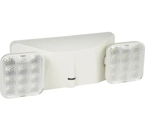 Global Industrial 2 Head Square LED Emergency Unit w/ Adjustable Optics, Ni-Cad Battery Backup