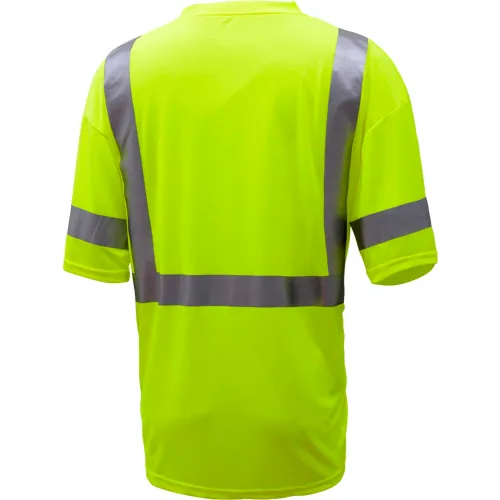 GSS Safety 5007, Class 3, Hi-Viz Moisture Wicking Birdseye Short Sleeve T-Shirt, Lime, L - Image 2