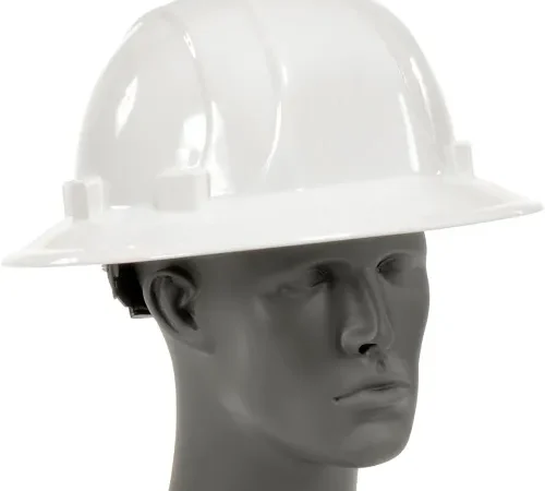 ERB® Omega II® Full Brim Hard Hat, 6-Point Mega Ratchet® Suspension, White