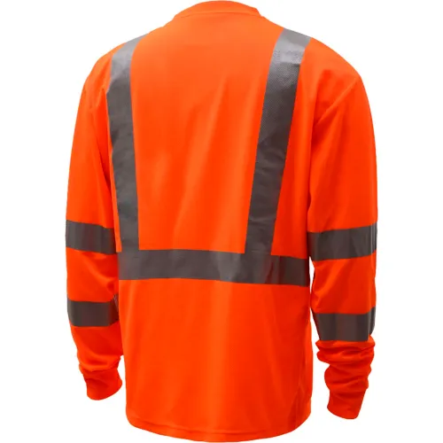 GSS Safety 5114, Class 3, Microfiber Birdseye Long Sleeve T-Shirt W/ Black Bottom, Orange, L Tall - Image 2