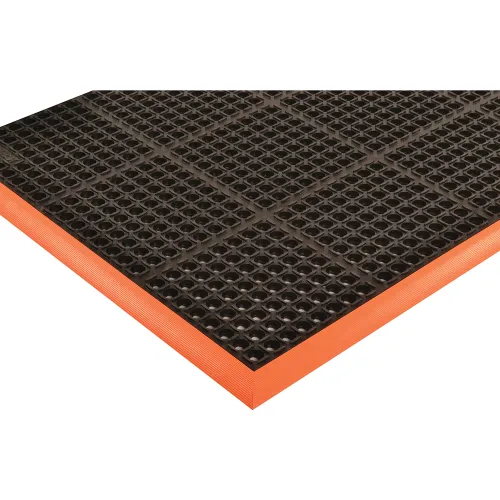 NoTrax® Safety Stance® Drainage Mat Border 7/8" Thick 3-5/32' x 10-5/16' Black/Orange
