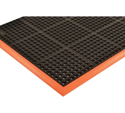 NoTrax® Safety Stance® Drainage Mat Border 7/8" Thick 3-5/16' x 3-5/16' Black/Orange