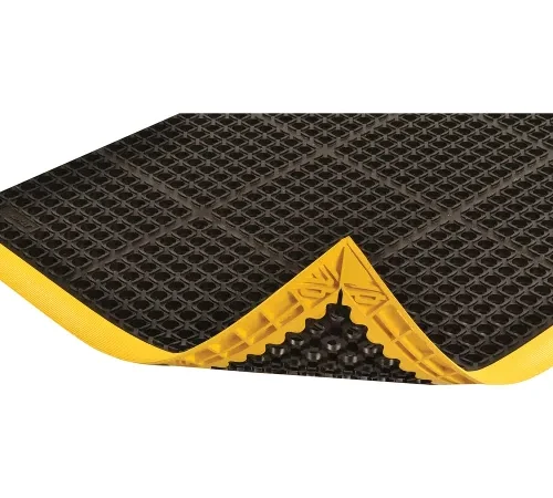 NoTrax® Safety Stance® Drainage Mat Border 7/8" Thick 2-5/32' x 3-5/16' Black/Yellow