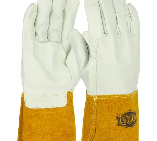 Ironcat® Heavyweight Top Grain Cowhide MIG Welding Gloves, Ivory, Large, All Leather - Pkg Qty 12