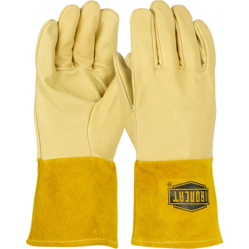 Ironcat Heavyweight Top Grain Pigskin MIG Welding Gloves, Natural, Small, All Leather - Pkg Qty 6