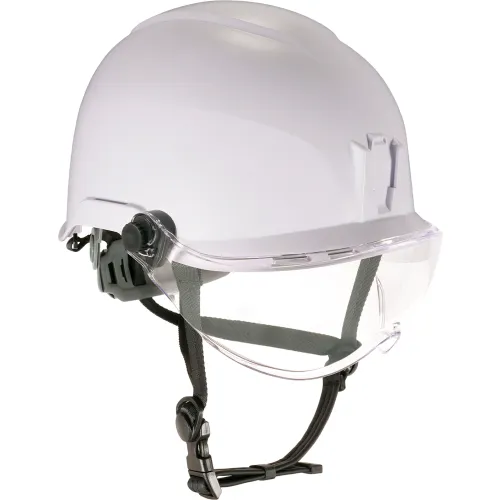 Ergodyne Skullerz 8974V Class E Safety Helmet with Visor Kit, Anti-Fog Clear Lens, White