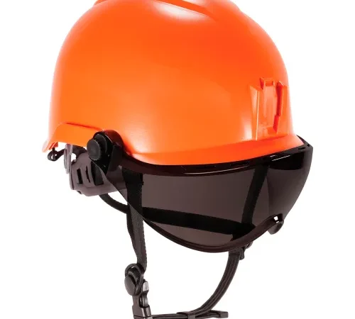 Ergodyne Skullerz 8974V Class E Safety Helmet with Visor Kit, Anti-Fog Smoke Lens, Orange