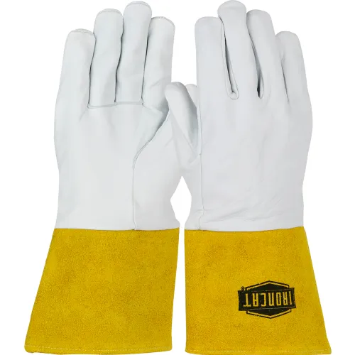 Ironcat Premium Top Grain Kidskin TIG Welding Gloves, Pearl, Large, All Leather - Pkg Qty 3