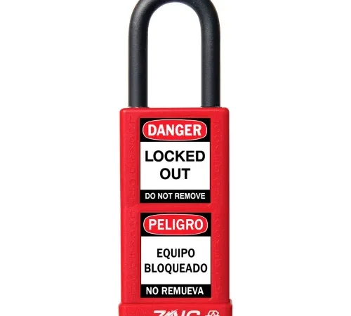 ZING RecycLock Safety Padlock, Keyed Different, 1-1/2" Shackle, 3" Long Body, Red, 7070