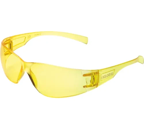 Global Industrial" Frameless Safety Glasses, Scratch Resistant, Amber Lens - Pkg Qty 12