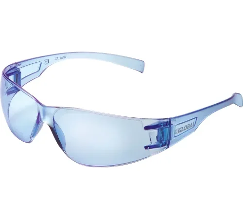 Global Industrial" Frameless Safety Glasses, Scratch Resistant, Blue Lens - Pkg Qty 12