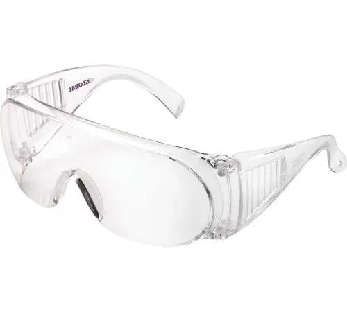 Global Industrial" OTG Visitor Safety Glasses, Scratch Resistant, Clear Lens/Frame - Pkg Qty 10