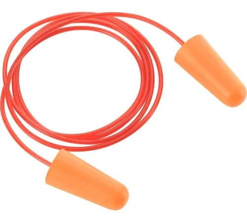 Global Industrial Bullet Earplugs, Tapered, Corded, NRR 32 dB, 100 Pairs/Box