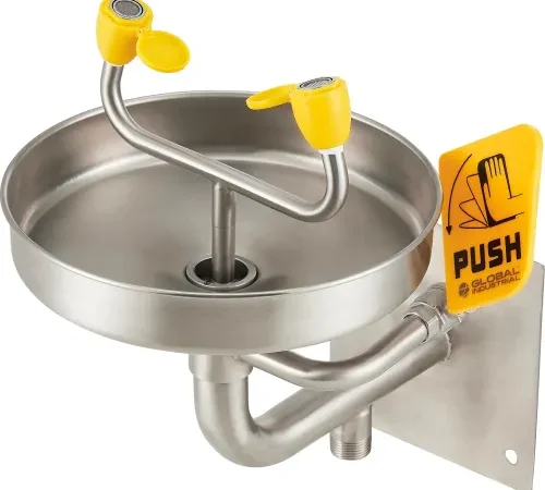 Global Industrial" Emergency Eyewash Station, Wall Mount, Stainless Steel
