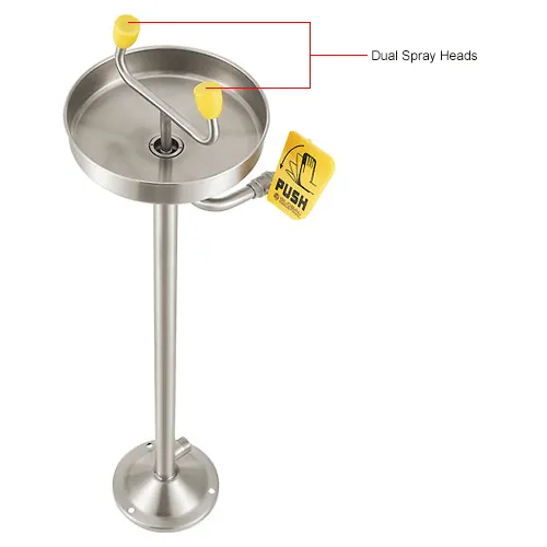 Global Industrial" Emergency Eyewash Station, Pedestal Mount, Stainless Steel - Image 5