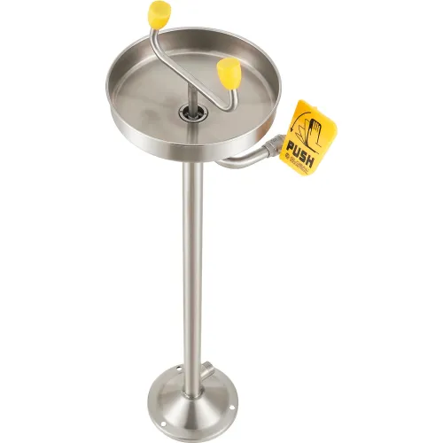 Global Industrial" Emergency Eyewash Station, Pedestal Mount, Stainless Steel - Image 2
